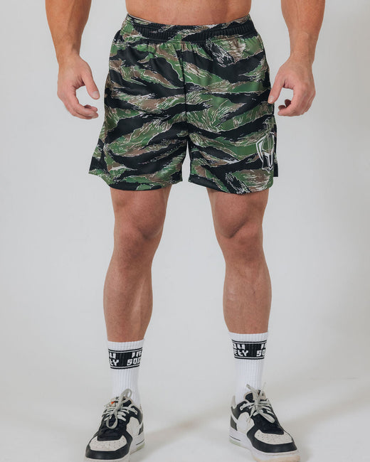 Tiger Camo Badge 5in Inseam Short