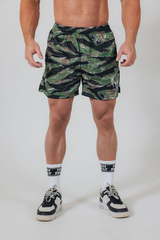 Tiger Camo Badge 5in Inseam Short